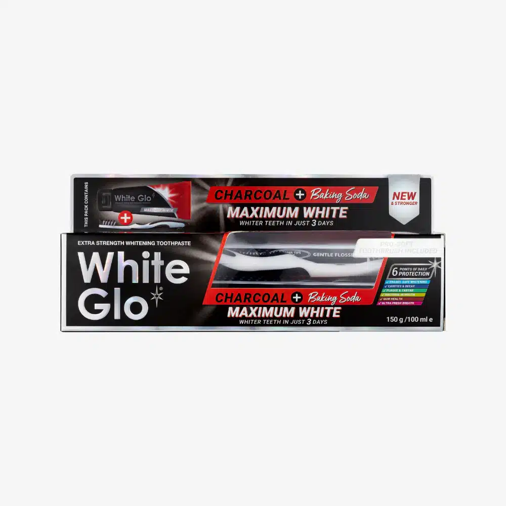 white glo charcoal deep stain remover whitening toothpaste